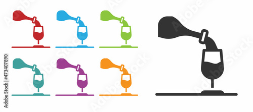 Black Wine tasting, degustation icon isolated on white background. Sommelier. Smells of wine. Set icons colorful. Vector