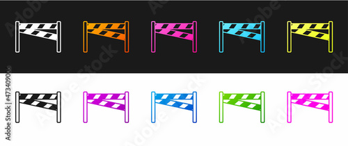 Set Crime scene icon isolated on black and white background. Vector