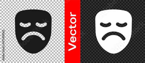 Black Drama theatrical mask icon isolated on transparent background. Vector