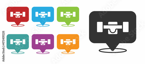 Black Skateboard wheel icon isolated on white background. Skateboard suspension. Skate wheel. Set icons colorful. Vector