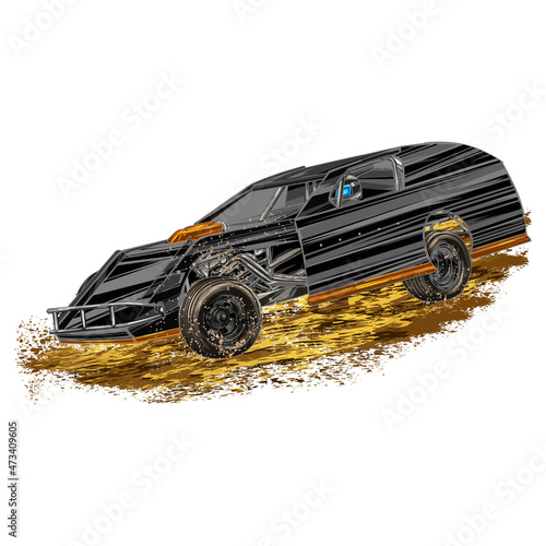 racing car isolated on white background. off road adventure car vector illustration.