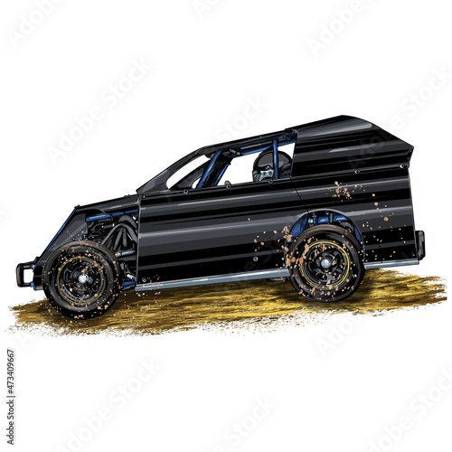 racing car isolated on white background. off road adventure car vector illustration.