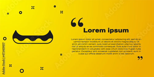 Black Kayak and paddle icon isolated on yellow background. Kayak and canoe for fishing and tourism. Outdoor activities. Vector