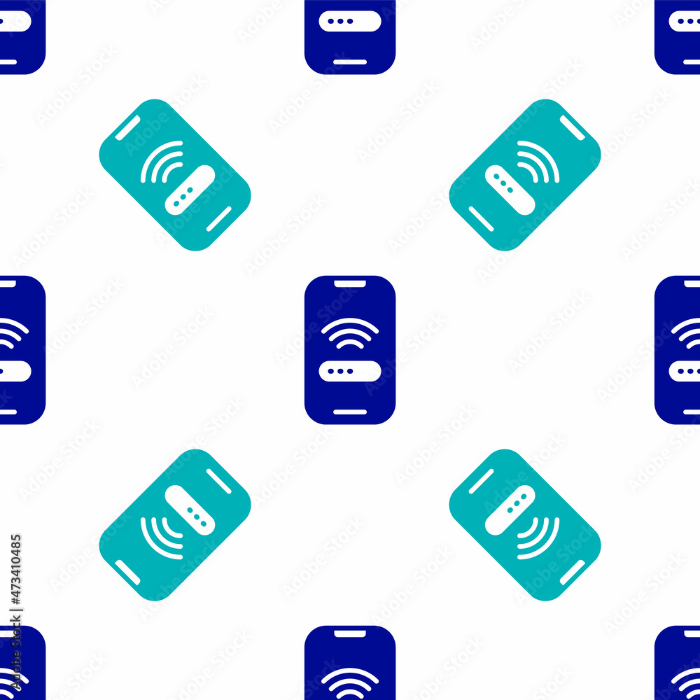 Blue Smartphone with free wi-fi wireless connection icon isolated seamless pattern on white background. Wireless technology, wi-fi connection, wireless network. Vector Blue Smartphone with free wi-fi wireless connection icon isolated seamless pattern on white background. Wireless technology, wi-fi connection, wireless network. Vector