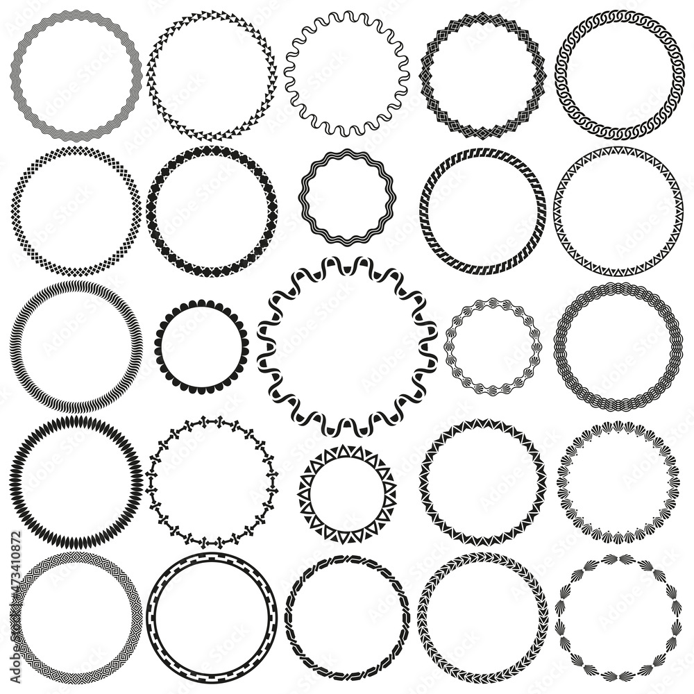 Collection of Round Decorative Ornamental Border Frames. Ideal for vintage label designs. Collection of Round Decorative Ornamental Border Frames. Ideal for vintage label designs.