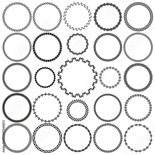Collection of Round Decorative Ornamental Border Frames. Ideal for vintage label designs.