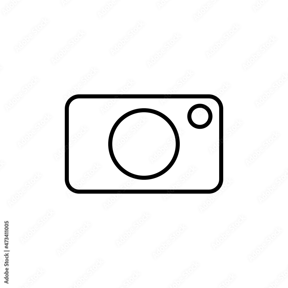 Simple camera sign thin line illustration icon in black, outline flat style pictogram retro style camera. For app, graphic design, infographic, web site, ui, ux, dev, software. Vector EPS 10 Simple camera sign thin line illustration icon in black, outline flat style pictogram retro style camera. For app, graphic design, infographic, web site, ui, ux, dev, software. Vector EPS 10