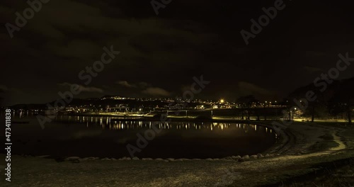 View of hafrsfjord towards Sola airport at night photo