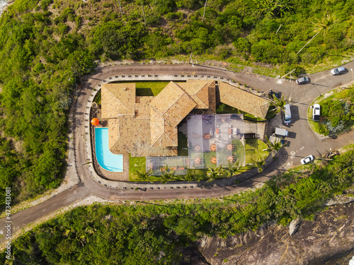 Imagem de drone de Meaipe. Praia da Enseada Azul em Nova Guarapari. Mansão 300 no litoral sul do Espírito Santo. photo