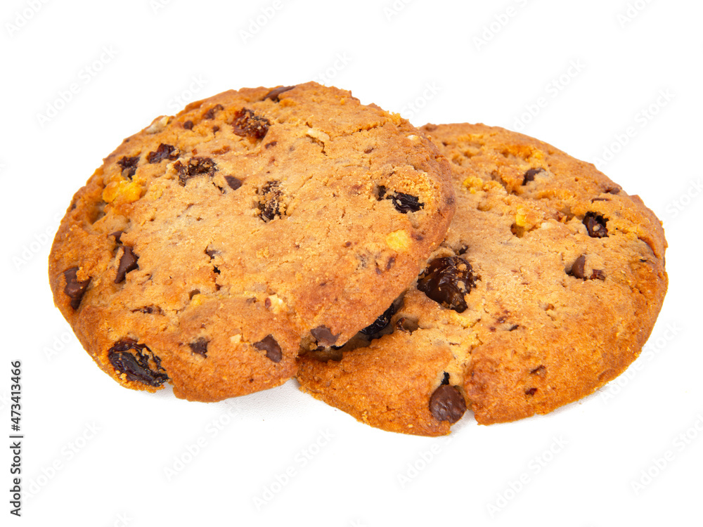Cookies with chocolate american style food isolated on the white background Cookies with chocolate american style food isolated on the white background
