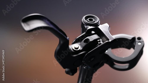 Closeup of view on bicycle brake lever. photo