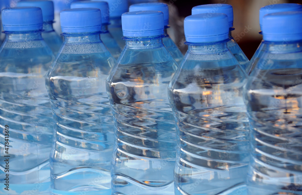 Closeup Mineral Water Bottles Closeup Mineral Water Bottles