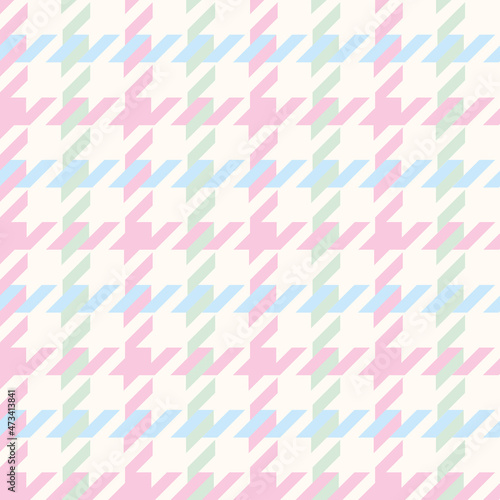 Pink, blue and green houndstooth seamless print illustration design pattern on light background photo