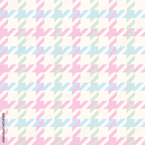 Pink, blue and green houndstooth seamless print illustration design pattern on light background