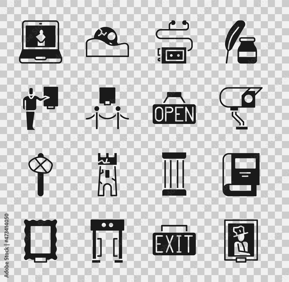 Set Portrait in museum, History book, Security camera, Museum audio ...