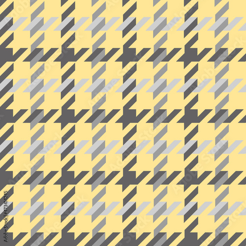 Yellow-Grey Houndstooth Seamless Print Vector Illustration Design Pattern