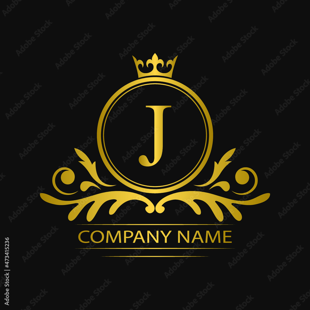 Golden letter J template logo Luxury gold letter with crown. Monogram ...