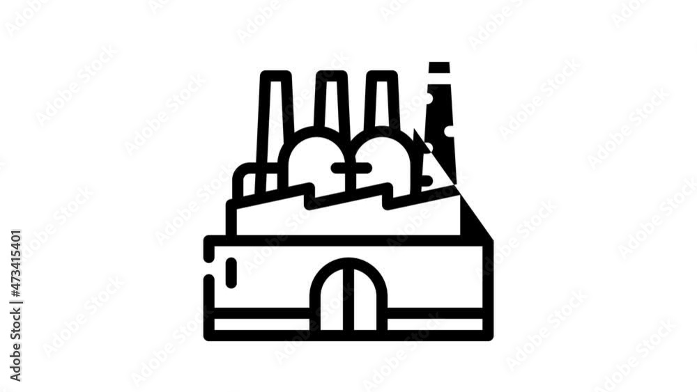 power plant infrastructure animated line icon power plant infrastructure sign. isolated on white background power plant infrastructure animated line icon power plant infrastructure sign. isolated on white background