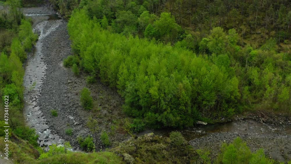 Aerial: Scenic Shot Of River Amidst Green Landscape - Apennine Mountains, Italy Aerial: Scenic Shot Of River Amidst Green Landscape - Apennine Mountains, Italy