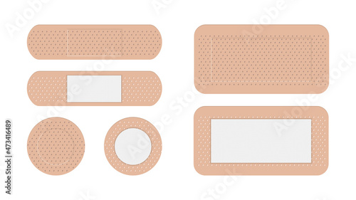 Adhesive plaster of various shapes vector set