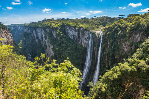 Beautiful view of a waterfall at Itaimbezinho Canyon - Cambara do Sul, Rio grande do Sul, Brazil