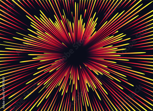 Yellow red warp speed abstract colorful background