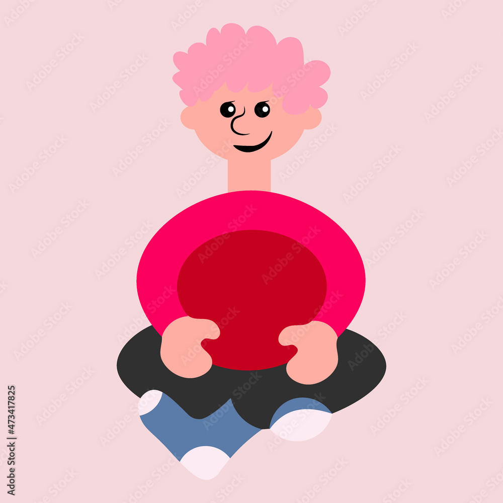 a man sitting cross his legs - a picture on the avatar of a site or blog, a child, a boy. Design element a man sitting cross his legs - a picture on the avatar of a site or blog, a child, a boy. Design element