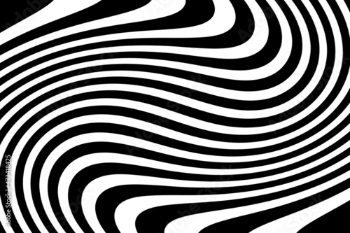 Vector abstract wavy background. Simple illustration with optical illusion, op art.