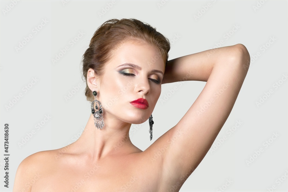 Beautiful Young woman lifting hands up to show off clean and hygienic