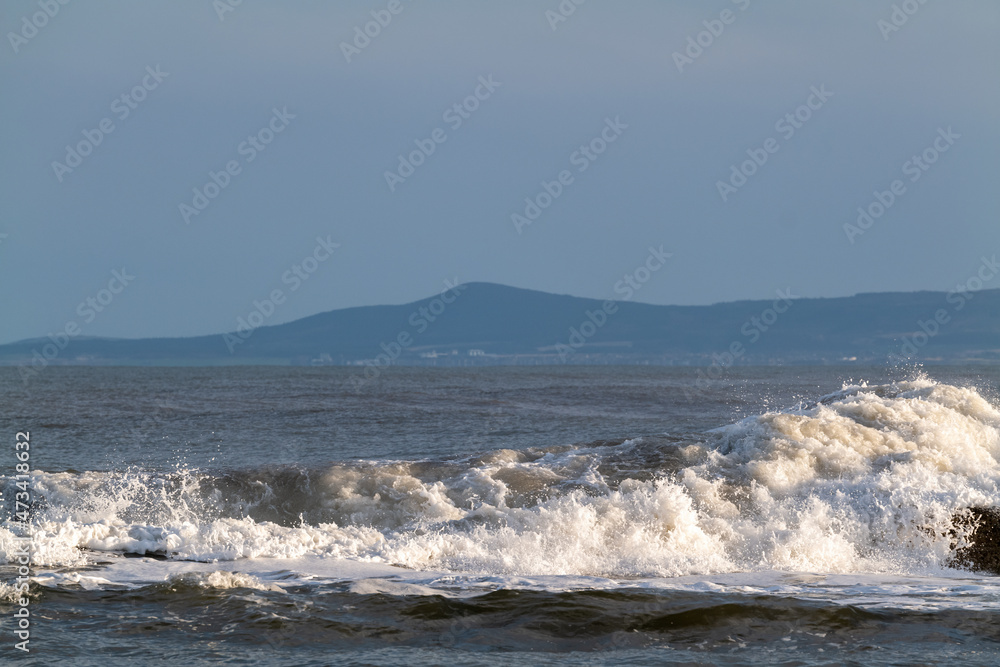 This is the waves arriving at the East Beach of Lossiemouth, Moray, Scotland on Monday 6 December 2021.