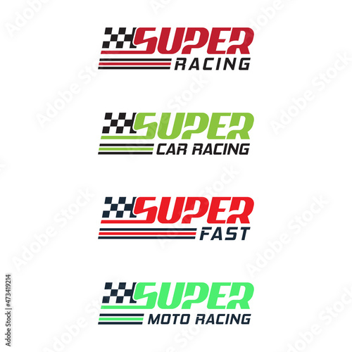 racing logo word mark templates sets of vector Super Racing, Super car racing, Super fast, Super moto racing