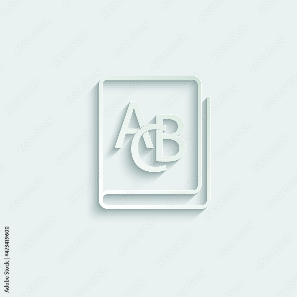 abc book icon. Learning letters book vector sign back to school abc book icon. Learning letters book vector sign back to school