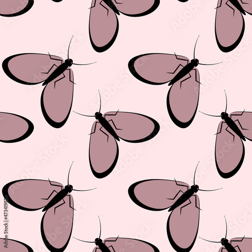 Illustration on a square background - stylized moths - graphics. Summer, insects, unbearable ease of life