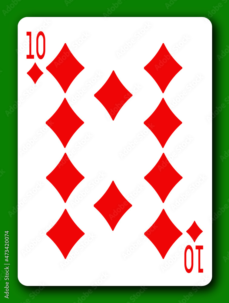 Fototapeta premium 10 Ten of Diamonds playing card with clipping path