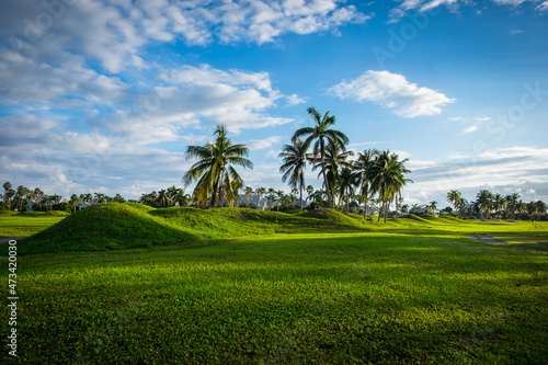 Redundant golf course at sunrise on Grand Cayman, Cayman Islands 