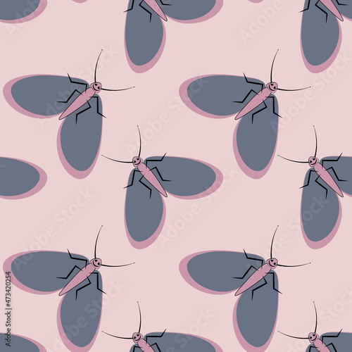 Illustration on a square background - stylized moths - graphics. Summer, insects, unbearable ease of life