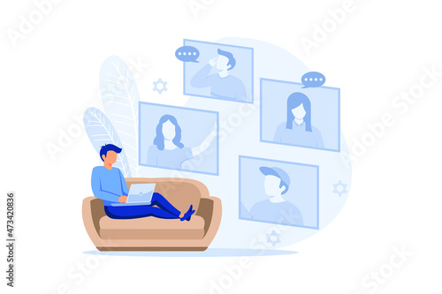 Online meetup illustration exclusive design inspiration. 