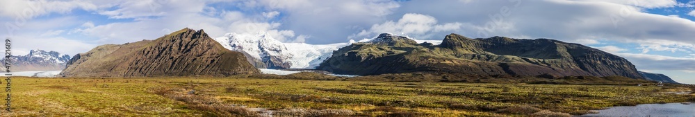 Traveling around countryside with glacier Traveling around countryside with glacier