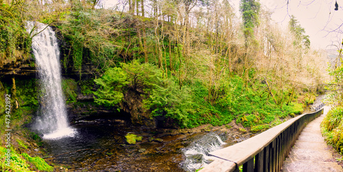 Panorama of the Glencar waterfall photo