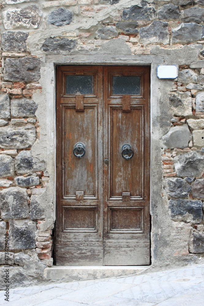 Fototapeta premium Wooden squared style front door