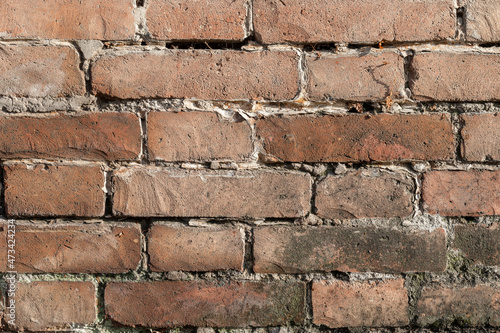 Brick wall. Grunge wall background. Background of old brickwork of vintage brick wall. Rustic brick texture.