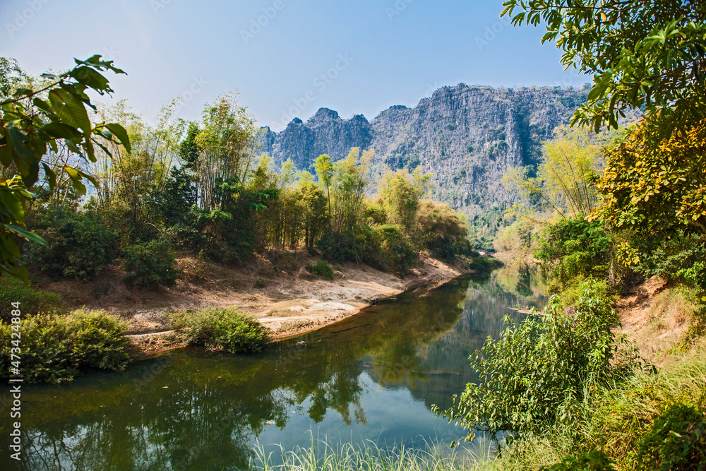 river and beautiful scenery in Laos river and beautiful scenery in Laos