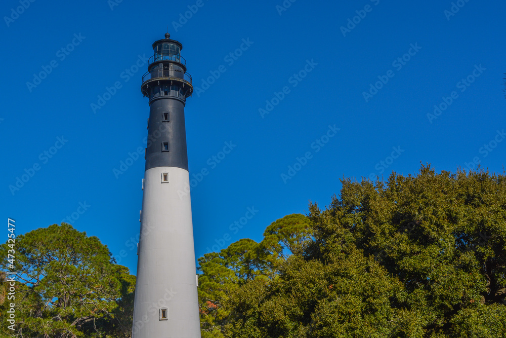 This Lighthouse is on Hunting Island. A Barrier Island on the Atlantic Ocean, Beaufort County, South Carolina