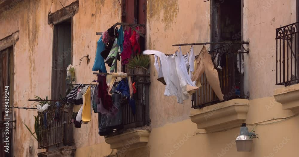 Washing hanging on the line to dry on Old Havana, Cuba Washing hanging on the line to dry on Old Havana, Cuba