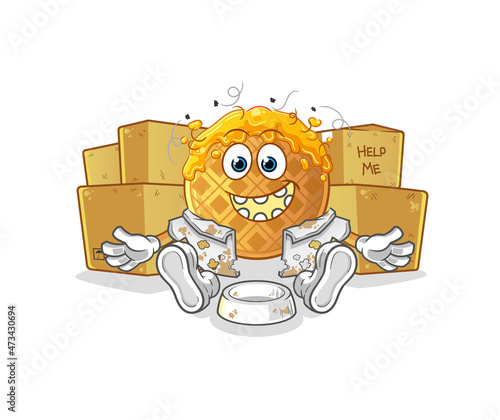 waffle homeless character. cartoon mascot vector