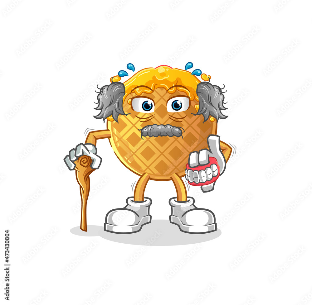 waffle white haired old man. character vector