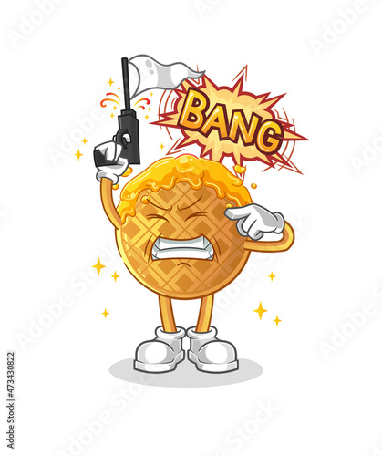 waffle warning shot mascot. cartoon vector