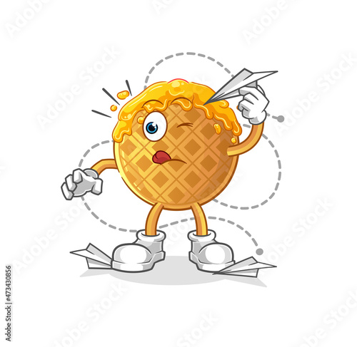 waffle with paper plane character. cartoon mascot vector
