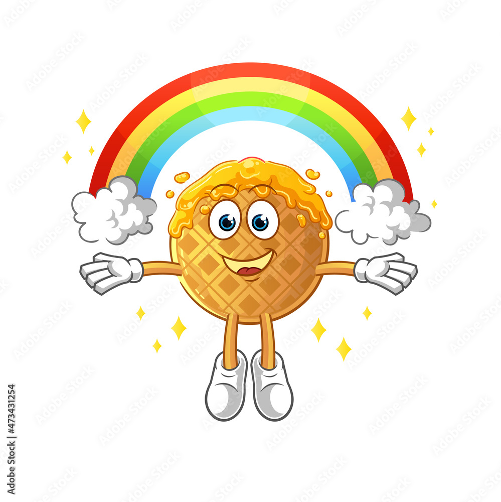 Naklejka premium waffle with a rainbow. cartoon vector
