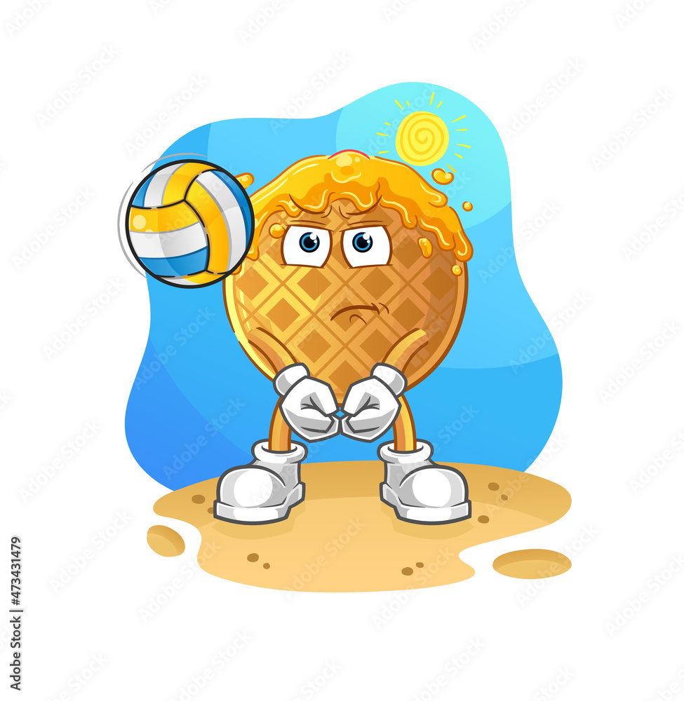 Fototapeta premium waffle play volleyball mascot. cartoon vector